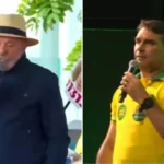 Lula e Flávio Bolsonaro em comícios simultâneos em Santa Catarina