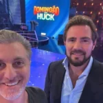 Luciano Huck e Daniel Vorcaro em estúdio do Domingão