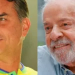 Flávio Bolsonaro e Lula em imagens de campanha